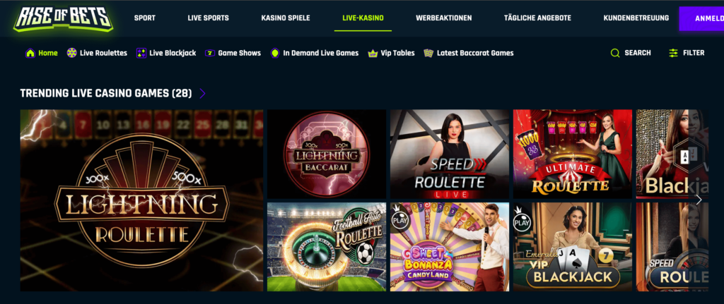 Riseofbets Live Casino