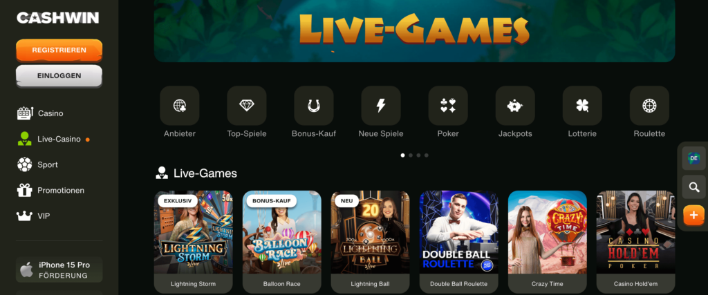 Cashwin Live Casino