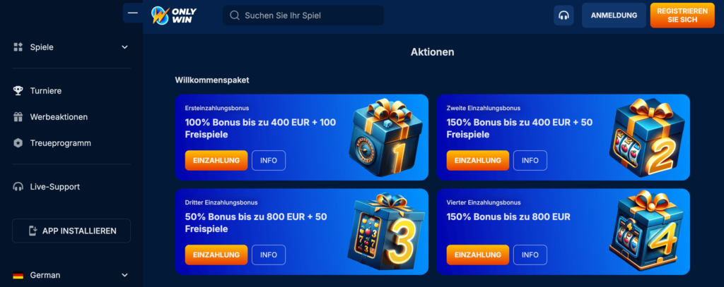 Onlywin-Casino-Aktionen